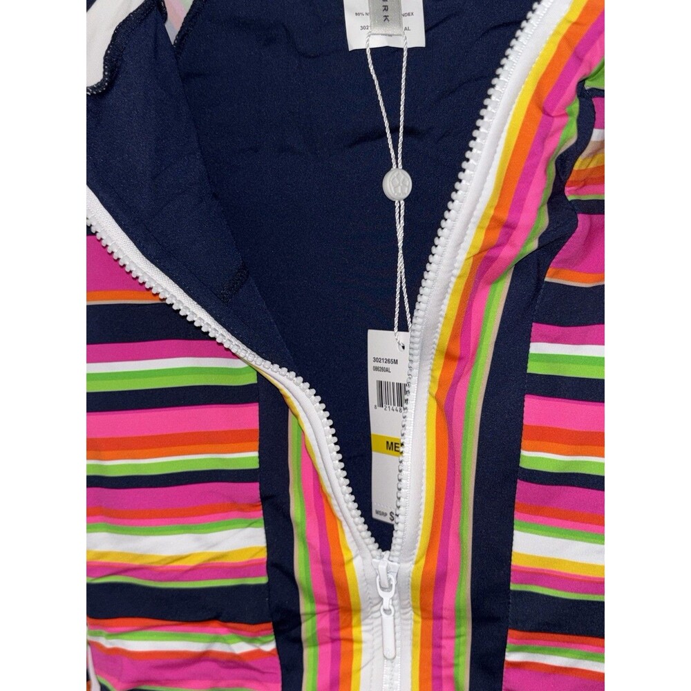 Trina Turk Striped Paddle Suit Rash Guard Medium Swimsuit MSRP: $182.00 - Picture 5 of 7